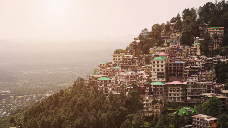 Dharamshala city mountains skyline view