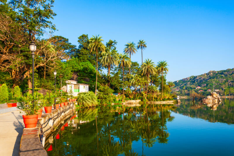 Mount Abu and Nakki lake promenade. Mount Abu is a hill station in Rajasthan state, India.